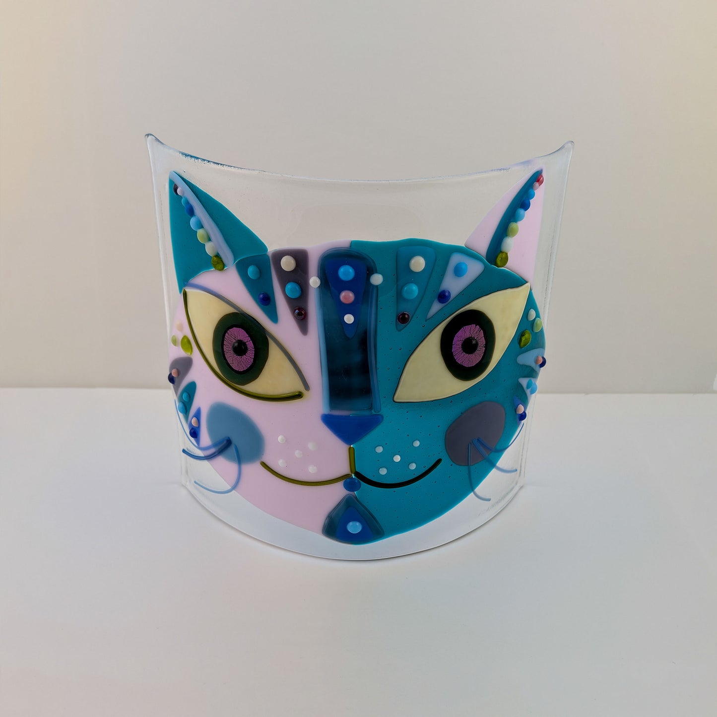 Bluebell - Lilac and Teal Cat Face Free Standing Curve