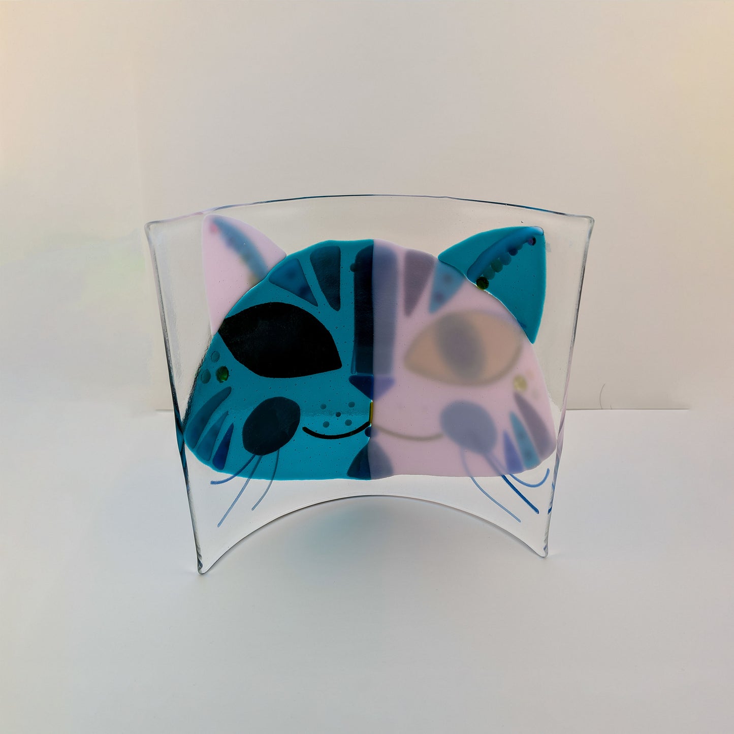Bluebell - Lilac and Teal Cat Face Free Standing Curve