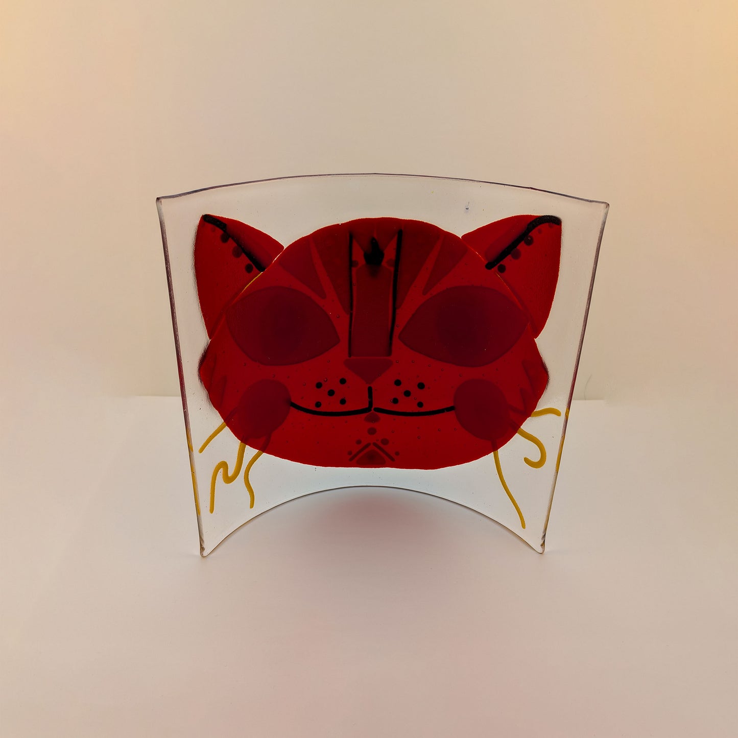 Henry - Red and Yellow Cat Face Free Standing Curve