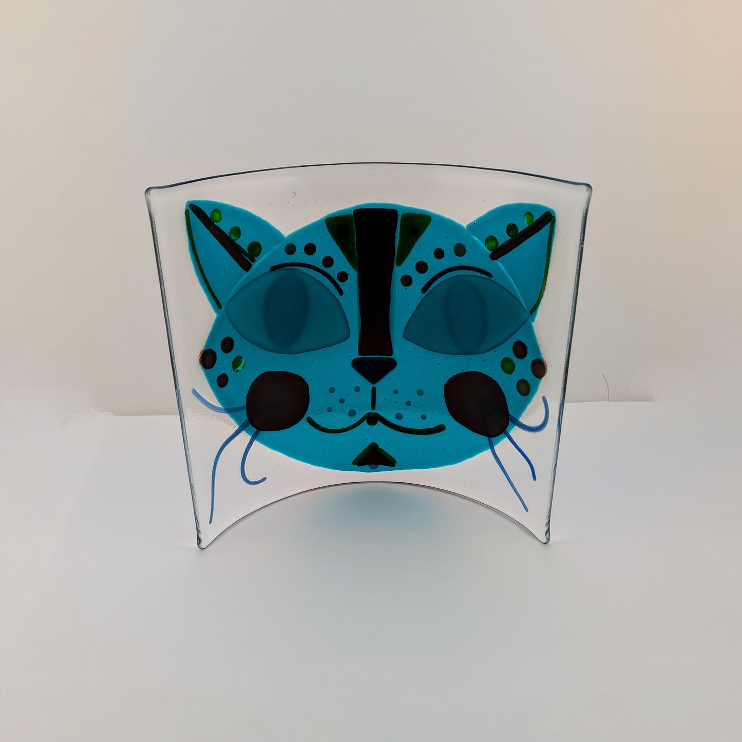 Angelica - Teal and Orange Cat Face Free Standing Curve