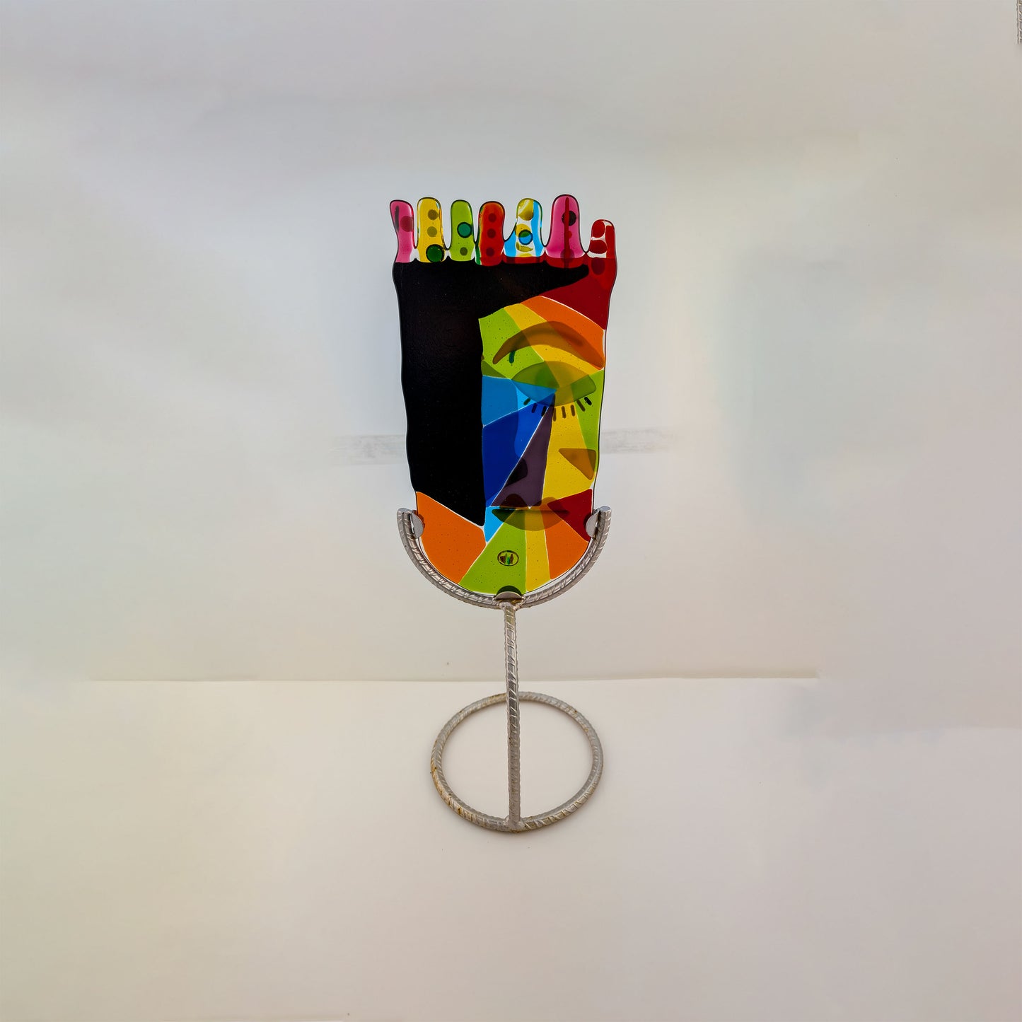 Mr Rainbow - Oblong Rainbow Face in Stand