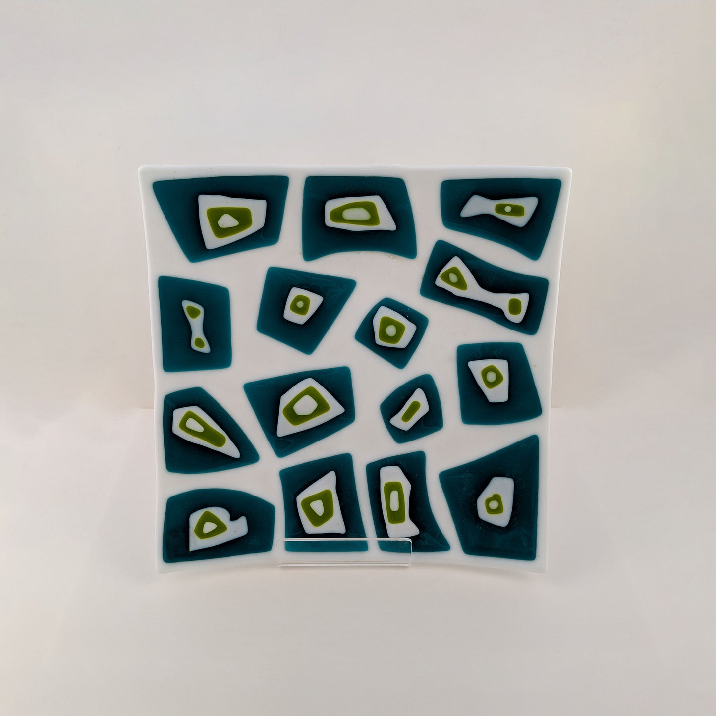 Blue and Lime Geometric Platter