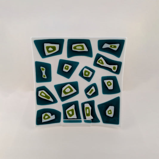 Blue and Lime Geometric Platter