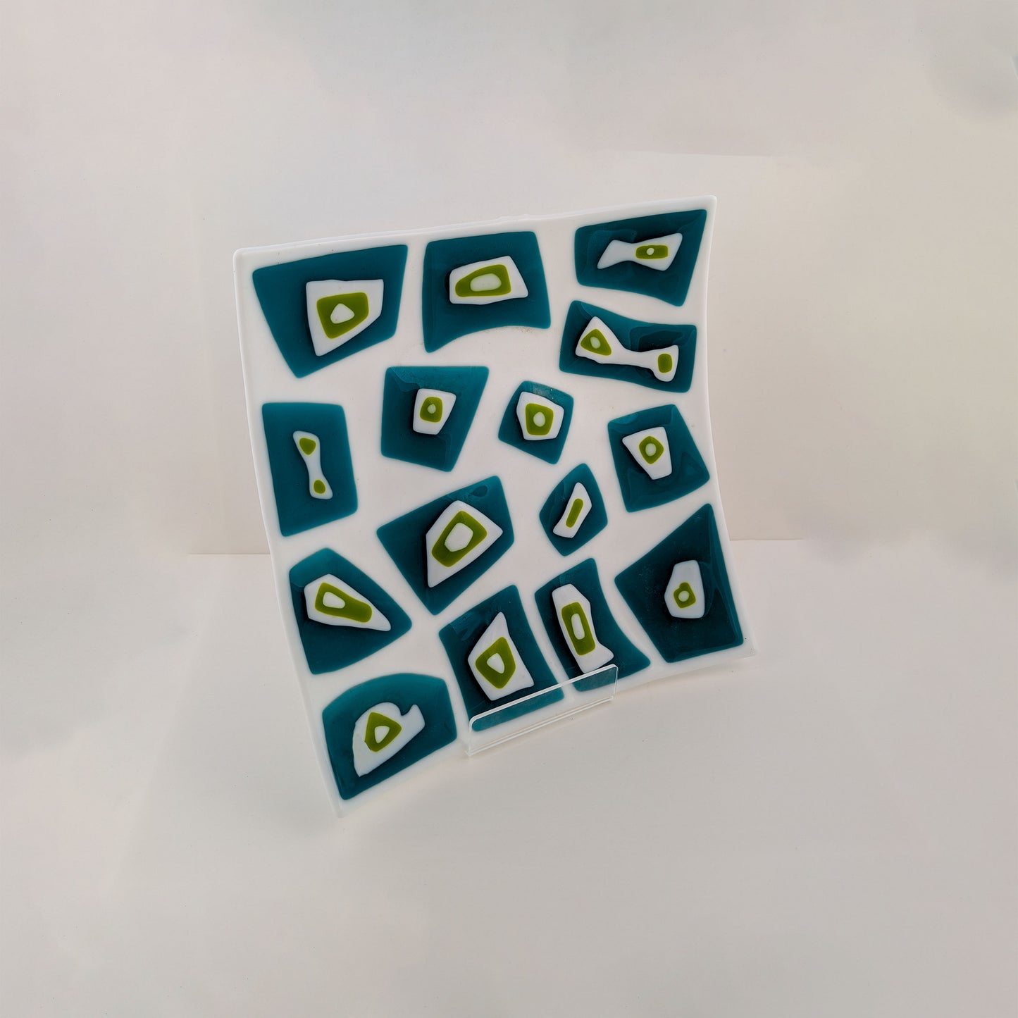 Blue and Lime Geometric Platter