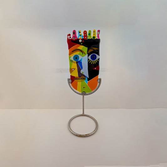 Mr Rainbow - Oblong Rainbow Face in Stand